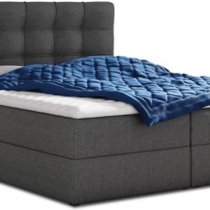 Boxspringbett Best mit 2 Bettkästen, Doppelbett mit Bonell-Matratze und Topper,Graphit (Inari 94), 160 x 200 cm